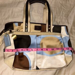 Coach Sateen Shoulder bag, multi-colored w powder blue interior. gently used